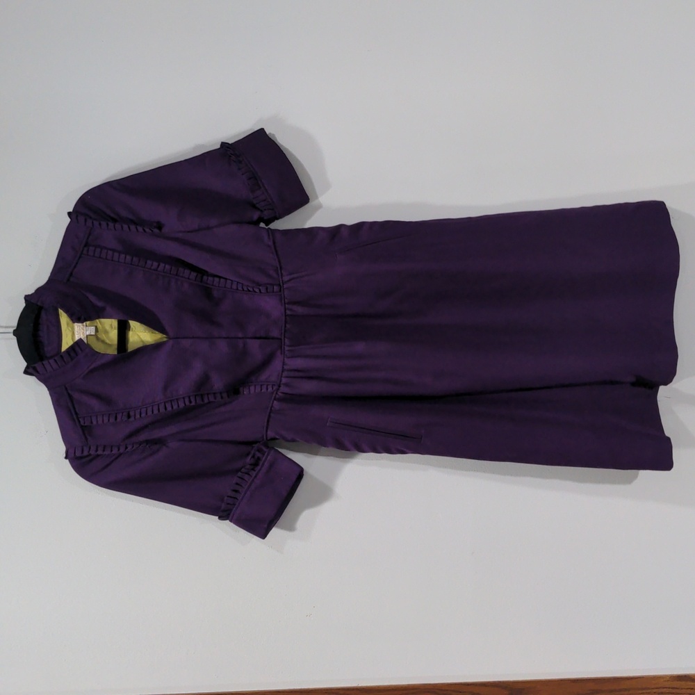 Aidan by Aidan Mattox Purple Silk Dress with Green Lining Size 0 Ruffle Blouson